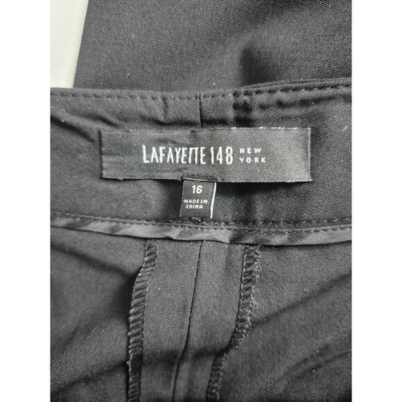 NWOT Lafayette 148 New York Menswear Black Wool Elastane Wide Leg Pants Sz 16 - Picture 5 of 7